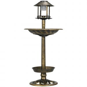 Outsunny Mangeoire pour Oiseaux Maison d'Oiseaux Plateau d'Alimentation, r&eacute;sistant aux intemp&eacute;ries, 2 bassins, design vintage, 50 x 50 x 110 cm, couleur bronze