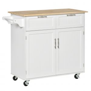 HOMCOM &Icirc;lot Rangement Cuisine Multifonction Bois Blanc H&eacute;v&eacute;a 104L   Aosom France