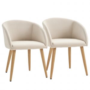 HOMCOM Ensemble de 2 chaises de salle à manger chaise scandinave tissu aspect lin 100 % polyester Dim. 55L x 58P x 74H cm beige   Aosom France