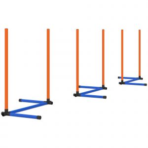 PawHut Set d'agility pour chiens 3 pi&egrave;ces &eacute;quipement d'agility avec piquets de slalom sac de transport kit d'entra&icirc;nement pour toutes tailles de chiens Orange