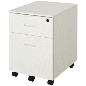 Vinsetto Classeur de Bureau Commode Pour Bureau en Bois, 2 Tiroirs, Serrure avec 2 Clés, Blanc, 40x45x55,6 cm