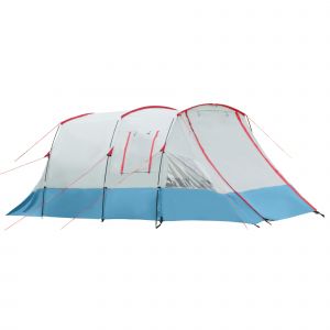 Outsunny Tente de camping, pour 6-8 personnes, deux chambres, crochet de lanterne, avec sac de transport, Bleu, 5,10x2,40x1,80m