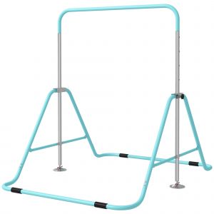 HOMCOM Barre fixe de gymnastique pour enfants pliante hauteur réglable de 88 à 128 cm vert