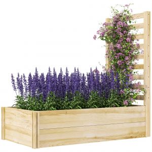 Outsunny Jardini&egrave;re avec treillis bac &agrave; fleurs jardini&egrave;re de jardin dim. 115L x 60l x 110H cm bois sapin naturel