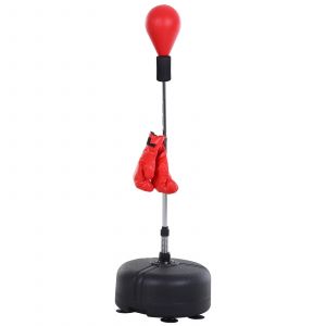 HOMCOM Ensemble punching-ball, ensemble d'entraînement de boxe, réglable en hauteur de 136 à 154 cm, avec 1 paire de gants, Convient aux professionnels et aux débutants