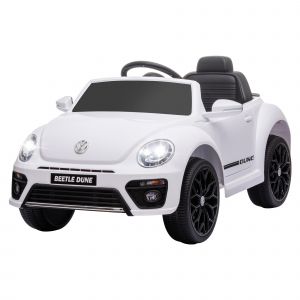 AIYAPLAY Voiture électrique pour enfants VW Coccinelle, 3-5 km/h, avec télécommande et musique, Blanc