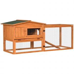 PawHut Clapier cage lapin rongeurs 2 étages tiroir déjection enclos extérieur amovible toit ouvrant 156L x 58l x 68H cm   Aosom France
