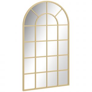 HOMCOM Miroir verri&egrave;re arche style industriel fen&ecirc;tre arcade m&eacute;tal 110 x 65 cm dor&eacute;
