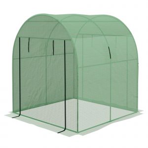 Outsunny Serre de jardin serre tunnel de jardin 3,24m² PE Haute densité 135 g/m², avec 2 portes zippées 180 x 180 x 200 cm, vert