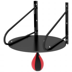 HOMCOM Punching Ball Poire de Vitesse Boxe avec Support Plateau tournant + Pompe Hauteur Réglable Rouge Noir