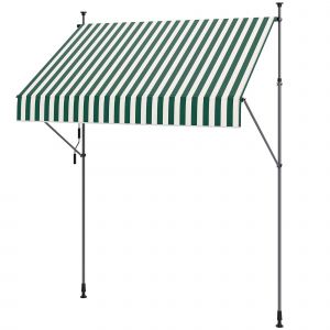 Outsunny Tonnelle 2x1,2 m avec Supports Réglables et Manivelle, en Aluminium, Métal et Polyester, Vert et Blanc