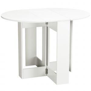 HOMCOM Table pliable de cuisine salle à manger 2 abattants - table ovale extensible - panneaux particules blanc