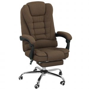 Vinsetto Fauteuil de bureau avec hauteur réglable, dossier inclinable, repose-pied et accoudoirs rembourrés, marron