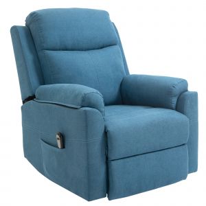 HOMCOM Fauteuil électrique releveur fauteuil relax avec repose-pieds dossier inclinable télécommande poche latérale bleu