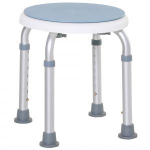 HOMCOM Tabouret de douche siège de douche antidérapant tabouret de bain hauteur réglable pivotant à 360° en aluminium