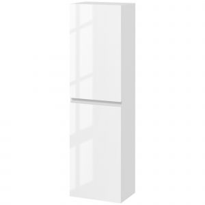 kleankin Meuble colonne rangement salle de bain style contemporain 2 placards &eacute;tag&egrave;res r&eacute;glables 35 x 25 x 120 cm blanc laqu&eacute;