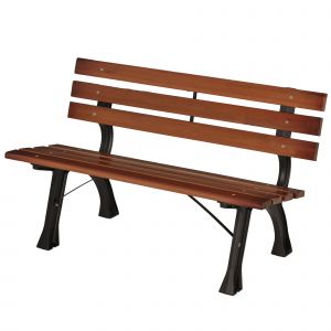 Outsunny Banc de jardin ext&eacute;rieur 2 places en aluminium et lattes de bois, dim. 120L x 57l x 70H cm