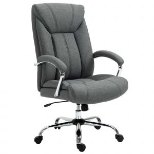 Vinsetto Chaise de bureau réglable en hauteur avec fonction basculante ergonomique avec accoudoirs rembourrés repose-tête Dossier en nylon Gris
