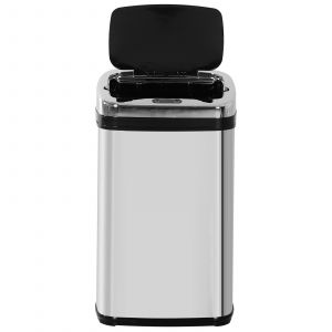 HOMCOM Poubelle automatique en acier inoxydable avec capteur IR, avec/sans seau intérieur, forme ronde carrée (30L/carrée)