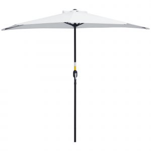 Outsunny Demi parasol, parasol de balcon 5 entretoises acier polyester 2,6L x 1,35l x 2,3H m cr&egrave;me