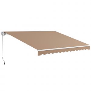 Outsunny Store banne pour ext&eacute;rieur enroulable &agrave; bras avec ouverture &agrave; manivelle, 350x250 cm, Marron