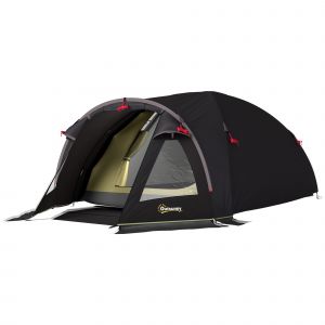 Outsunny Tente à Tunnel pour 2-4 Personnes avec Fenêtres Latérales et Crochet, en Polyester 190T et PE, 3,3x1,9x1,2 m, Noir