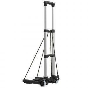 HOMCOM Chariot Porte-paquets Pliable 40 kg avec 2 Sangles, Poign&eacute;e T&eacute;lescopique, Aluminium et Plastique, Noir