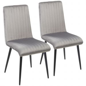 HOMCOM Set 2 Chaises de Cuisine Rembourrées et Gain de Place avec Pieds en Acier, 43x58x90 cm, Gris et Noir