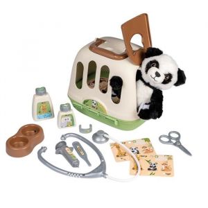 Smoby - Mallette v&eacute;t&eacute;rinaire - 1 peluche panda et de nombreux accessoires - Produit 2 en 1 : Cage de transport