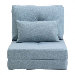 HOMCOM Canapé de Sol Matelas Pliant, Design 2-en-1, Coussin Amovible, 60 x 80 x 56 cm, Bleu ciel