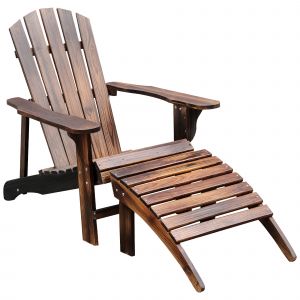 Outsunny Fauteuil de Jardin Adirondack Chaise Longue Chaise Plage avec Repose-Pied Bois de Pin Normes FSC&nbsp;