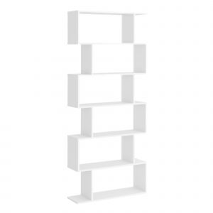 HOMCOM Bibliothèque Étagère Design Zig Zag Contemporain 6 Niveaux Blanc   Aosom France