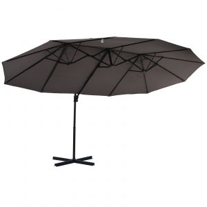 Outsunny Parasol D&eacute;port&eacute; XXL Protection Solaire Diam&egrave;tre de 2 7 m Hauteur de 2 5 m Inclinable Rotatif &agrave; 360&deg; avec Manivelle Pied en Croix Gris