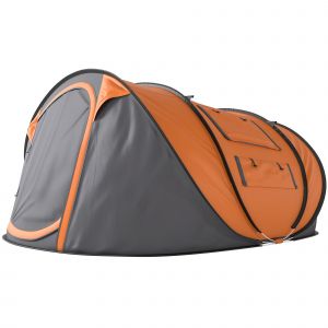Outsunny Tente de Camping Pop-Up 2 Places avec 2 Portes, 4 Fen&ecirc;tres et Tissu Imperm&eacute;able, 263.5x220x123 cm, Orange