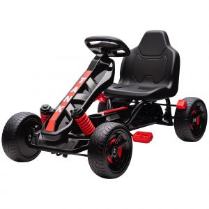 AIYAPLAY Kart à pédales pour enfants, karting enfant 3 à 6 ans avec embrayage automatique, frein, roues EVA antidérapantes, rouge