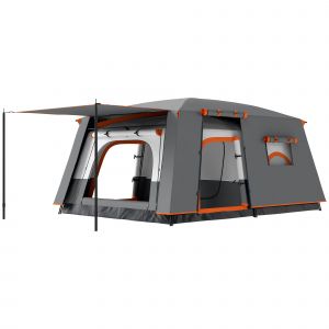 Outsunny Tente de camping familiale 4-5 personnes, tente tunnel imperm&eacute;able, portes + fen&ecirc;tres, 4,3 x 3 x 1,95 m, bleu