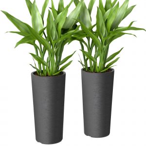 Outsunny Lot de 2 pots de plantes empilables, jardini&egrave;res hautes en plastique, bac int&eacute;rieur et trous de drainage, &Oslash;35x60cm, gris
