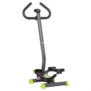 HOMCOM Stepper avec guidon stepper fitness appartement écran LCD résistance réglable acier gris vert noir