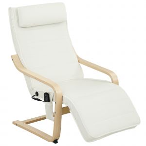 HOMCOM Fauteuil de salon fauteuil relax massant et chauffant dossier haut, appui-t&ecirc;te et repose-pieds, 67 x 95 x 101 cm, cr&egrave;me