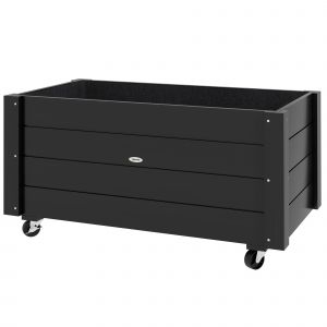 Outsunny Jardini&egrave;re sur roulettes - jardini&egrave;re rectangulaire - inserts d'irrigation, feutre de drainage inclus - noir