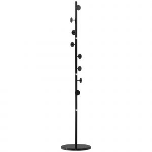 HOMCOM Porte-Manteau sur Pied avec 8 Crochets, Structure en Acier avec Base en Marbre, 35x35x170 cm, Noir