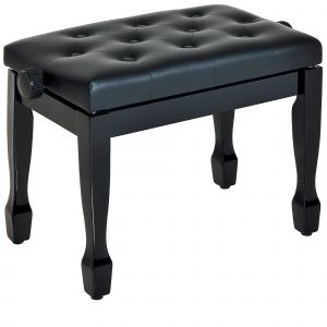 HOMCOM Banquette piano tabouret siege hauteur reglable noir bois revêtement synthétique