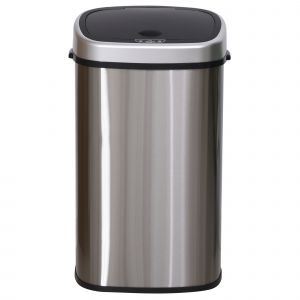 HOMCOM Poubelle Automatique avec Capteur Infrarouge 58L Argent L40,9 x P28,9 x H68 cm