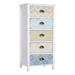 HOMCOM Commode Commode Sideboard, Design Moderne, 5 Tiroirs, 46 cm x 34 cm x 97,5 cm, Multicolore