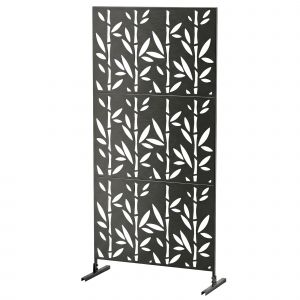 Outsunny Panneau Brise Vue d&eacute;coratif Ext&eacute;rieur Claustra D&eacute;coratif Jardin 3 Panneaux &agrave; motif Bambou m&eacute;tal 92x40x192cm Noir