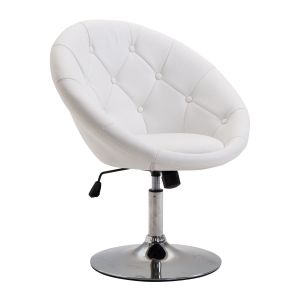 HOMCOM Tabouret de travail Tabouret pivotant Chaise de bureau réglable en hauteur, simili cuir + acier, noir/blanc, 71x59x78-90cm (Blanc)