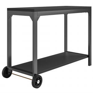 HOMCOM Desserte de jardin en acier chariot de service à roulettes avec plan de travail 135 x 55 x 86,5 cm noir