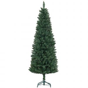 HOMCOM Sapin de Noël Artificiel Arbre de Noël Slim Ø 65 x 180H cm 479 Branches épines base en acier pliable Vert