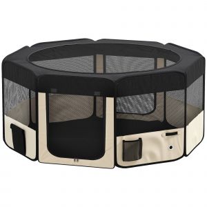 PawHut Parc pliable pour chiens et chats, enclos portable pour petits animaux, imperm&eacute;able en tissu Oxford &Oslash;90x41 cm Noir