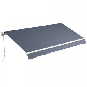 Outsunny Store banne pour ext&eacute;rieur &agrave; bras enroulable avec ouverture &agrave; manivelle, 360x250 cm, Gris